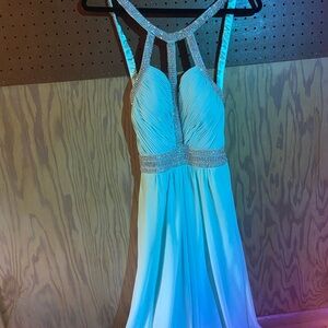 Chic Light Blue Dress with Sparkling Details